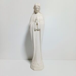 Vintage Mid Century Praying Virgin Mary White Porcelain Statue